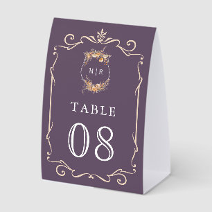Wildflower Crest Dusty Purple Wedding Table Number