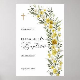 Wildflower Cross Baptism Welcome Poster