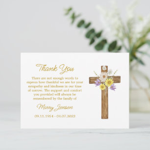 Wildflower Cross Sympathy Thank You Card