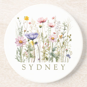 Wildflower Custom Name Coaster