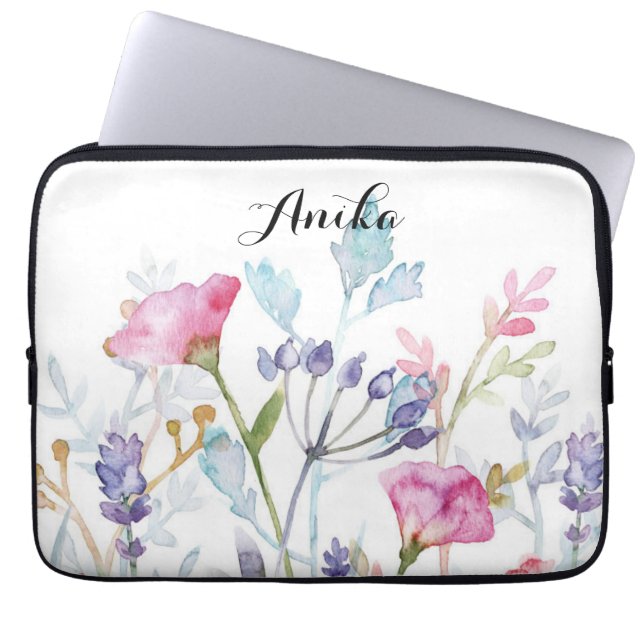 wildflower custom name  laptop sleeve (Front)