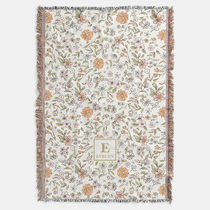 Wildflower Custom Name MonogramThrow Blanket