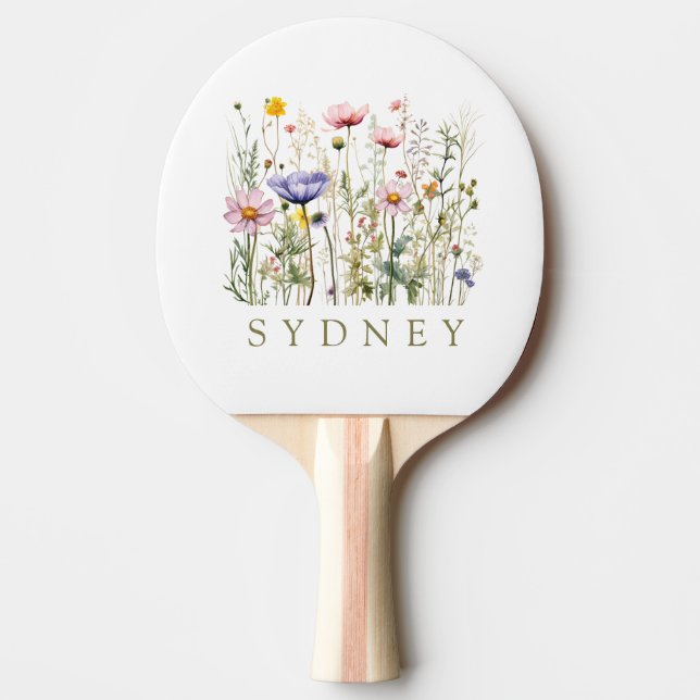Wildflower Custom Name Ping Pong Paddle (Front)