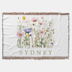 Wildflower Custom Name Throw Blanket