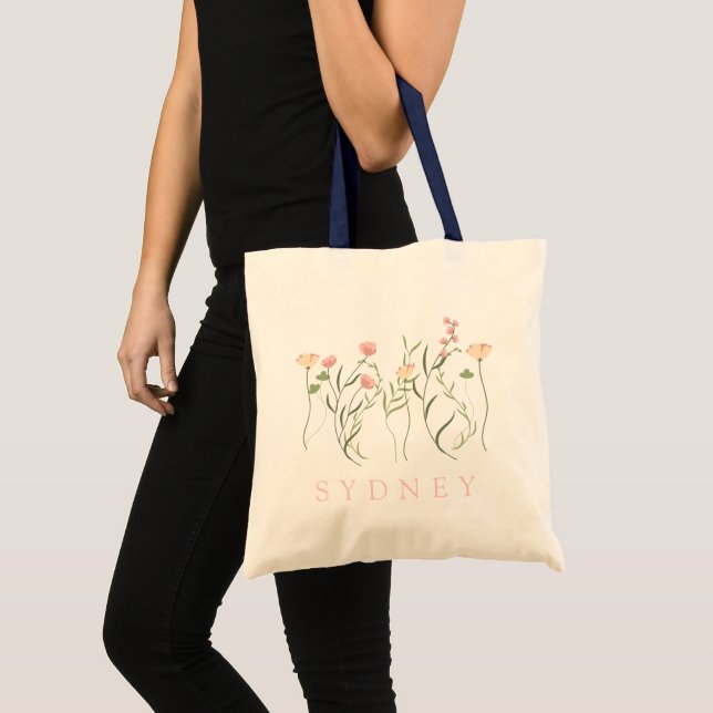 Wildflower Custom Name Tote Bag (Front (Product))