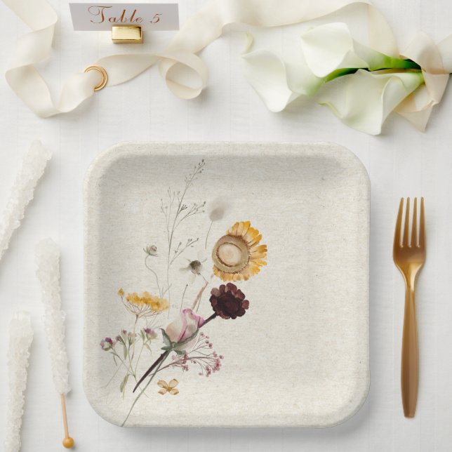 Wildflower Custom Paper Plate  (Wedding)