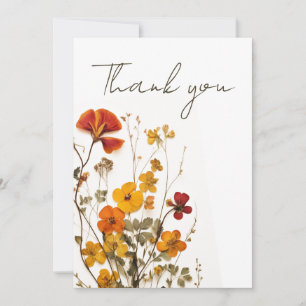 Wildflower Custom Text Red Yellow Feminine Thank You Card
