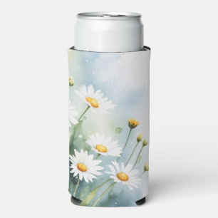 Wildflower daisies seltzer can cooler