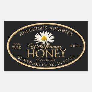 Wildflower Daisy Black Label Gold Border