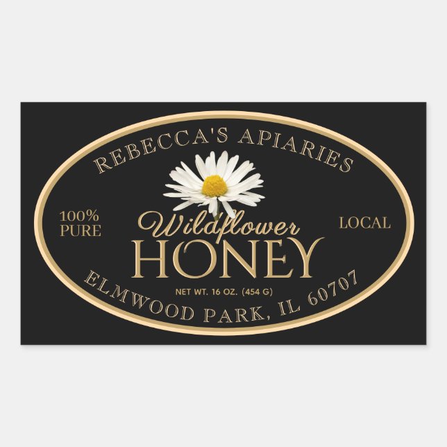 Wildflower Daisy Black Label Gold Border (Front)