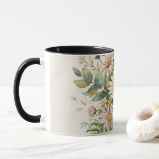 Wildflower Daisy Botanical Watercolor Floral Mug