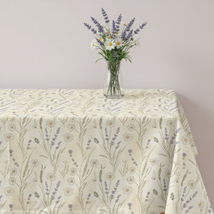 Wildflower Daisy Lavender Cottagecore Pattern Tablecloth
