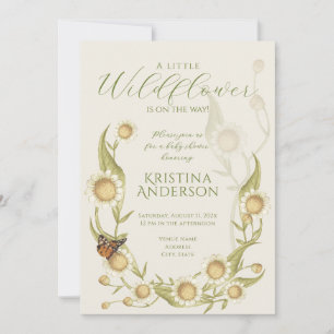 Wildflower Daisy QR Code Baby Shower Invitation