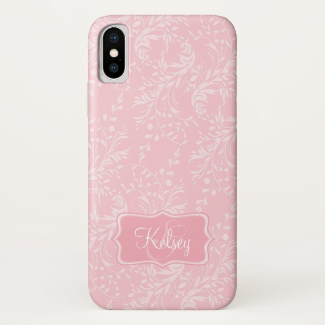 Wildflower damask patterned pink name case (Back)