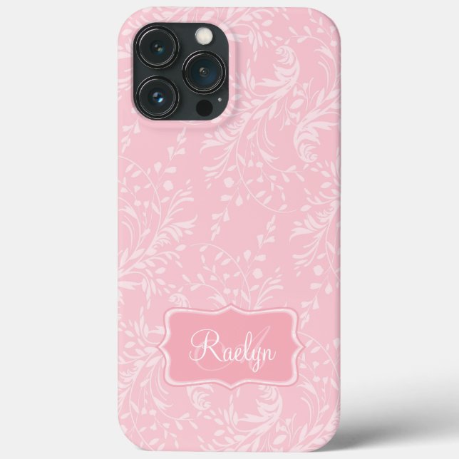 Wildflower damask patterned pink name  Case-Mate iPhone case (Back)