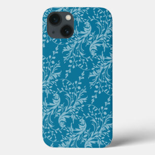 Wildflower damask patterned teal blue ipad case