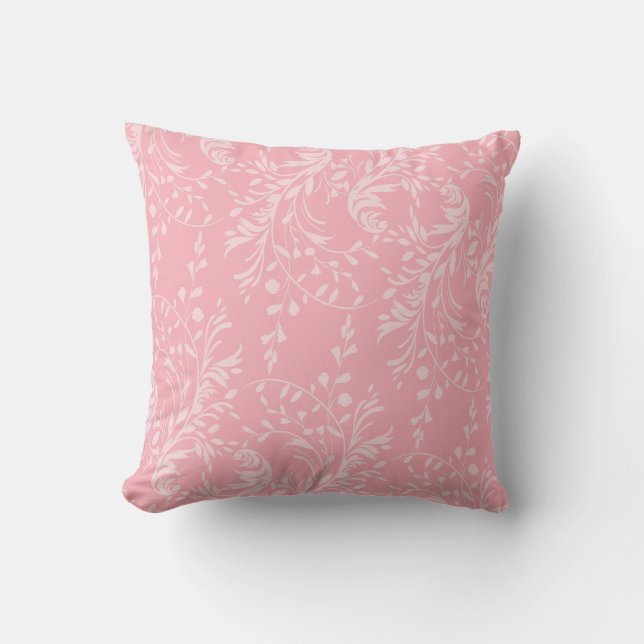Wildflower damask pink pastel cushion pillow (Front)