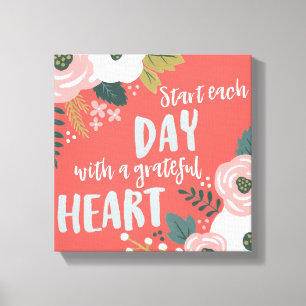 Wildflower Daydreams - Grateful Heart Typography Canvas Print