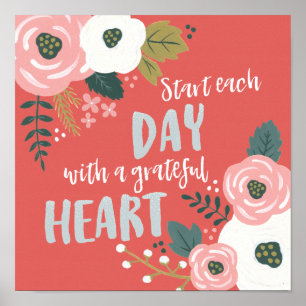Wildflower Daydreams - Grateful Heart Typography Poster