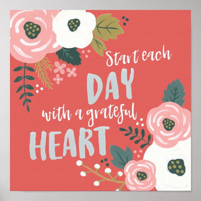 Wildflower Daydreams - Grateful Heart Typography Poster (Front)