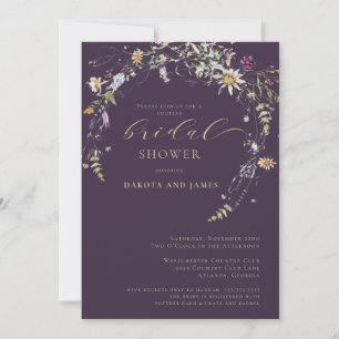 Wildflower Deep Plum Couples Bridal Shower  Invitation
