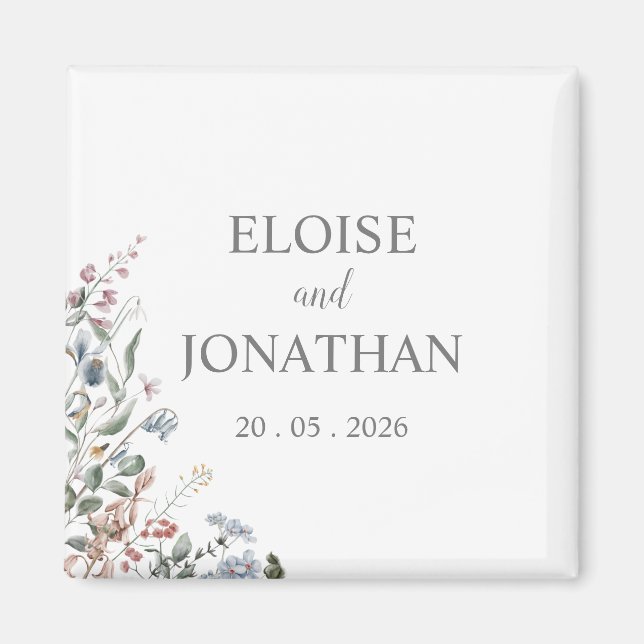 Wildflower Delicate Floral Save The Date Magnet (Front)