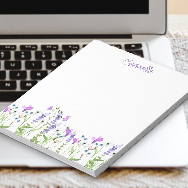 Wildflower Delicate Purple Floral Personalized Notepad (Creator Uploaded)