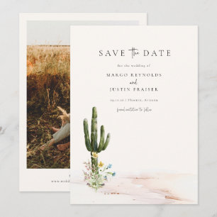 Wildflower Desert Wedding Photo Save The Date Invitation