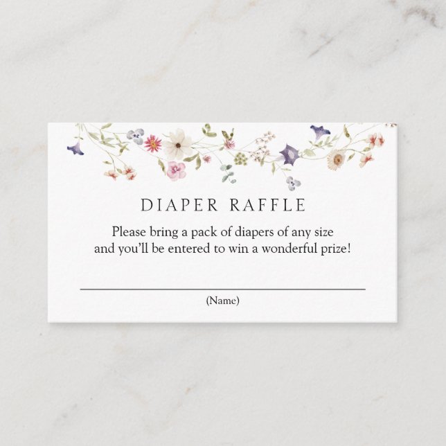 Wildflower Diaper Raffle Baby Shower Enclosure Card (Front)