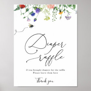 Wildflower Diaper Raffle Shower Game Poster
