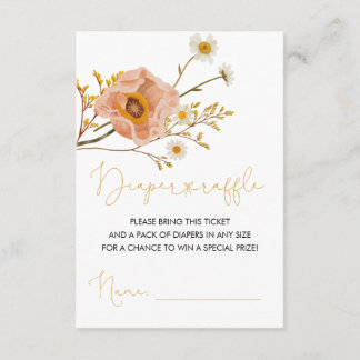 Wildflower Diaper Raffle Ticket , Bohemian Shower  Enclosure Card