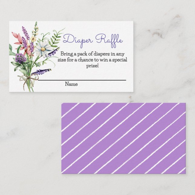 Wildflower Diaper Raffle Ticket Enclosure Card (Front/Back)