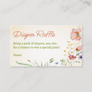 Wildflower Diaper Raffle Ticket Floral Baby Shower Enclosure Card