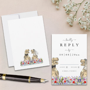 Wildflower Dinosaur Wedding Reply RSVP Card