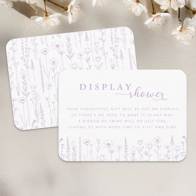 Wildflower Display Shower Baby Shower Lavender Enclosure Card (Display Shower)