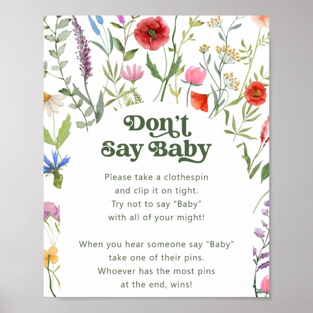 Wildflower Don't Say Baby Game Sign  (Front)