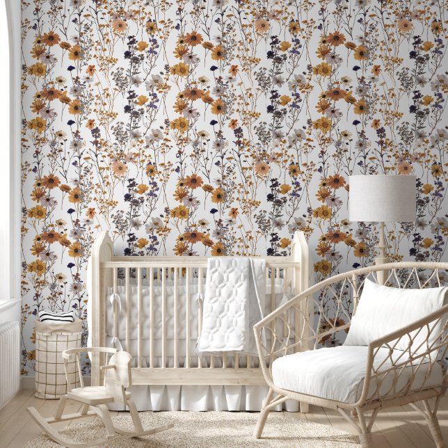 Wildflower Dried Vintage Flower Pattern Wallpaper (Kids)