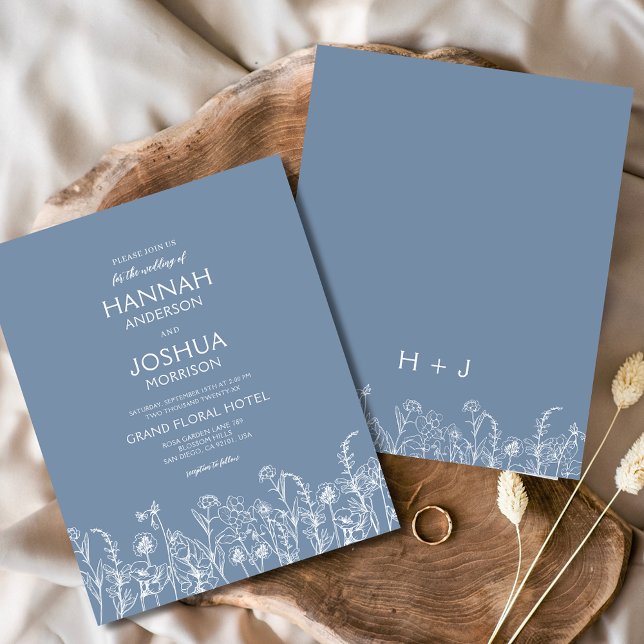 Wildflower Dusty Blue Botanical Wedding Invitation Flyer (Creator Uploaded)
