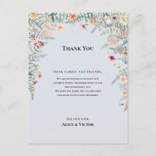 Wildflower Dusty Blue Reception Thank You Card