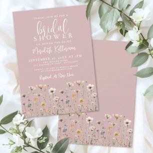 Wildflower Dusty Pink Bridal Shower Invitation
