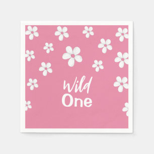 Wildflower Dusty Pink Cute Baby Girl Birthday Napkin