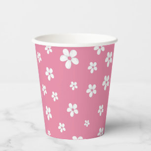 Wildflower Dusty Pink Cute Baby Girl Birthday Paper Cups