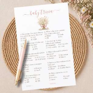 Wildflower Dusty Rose Bow Shower Game Baby Trivia