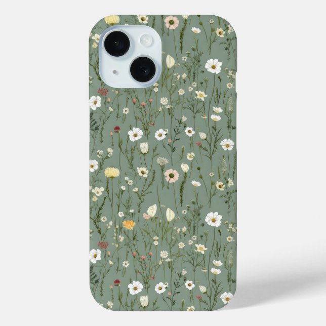 Wildflower Dusty Sage Floral Green Case-Mate iPhone Case (Back)