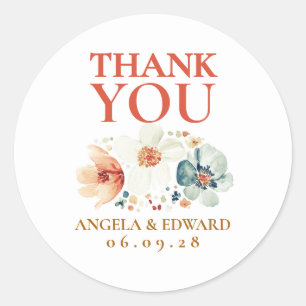 Wildflower Earthy Floral Thank You Sticker