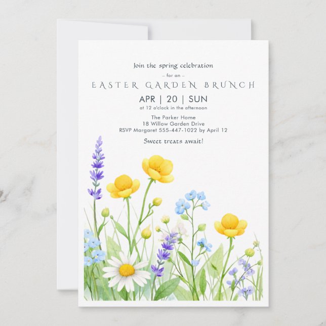 Wildflower Easter Garden Brunch Invitation Card (Front)