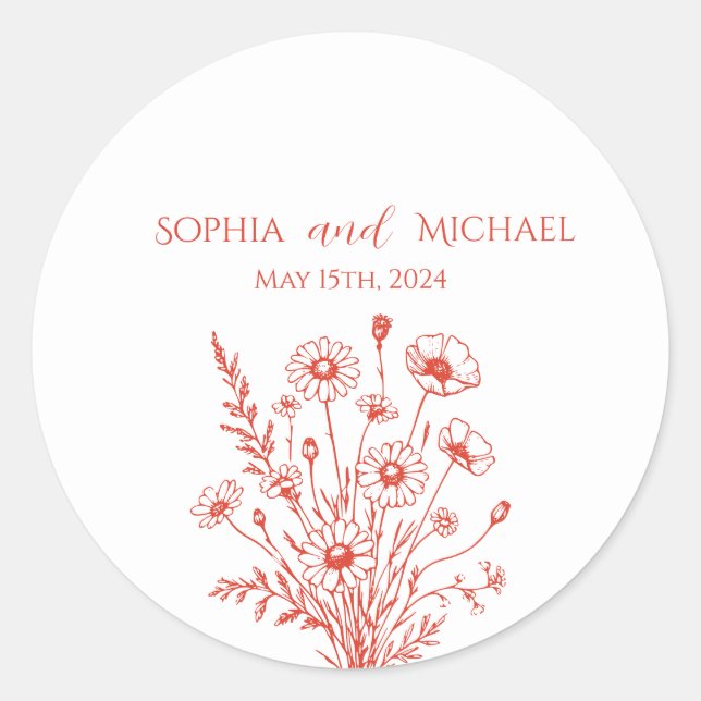 Wildflower Elegance Wedding Stickers (Front)