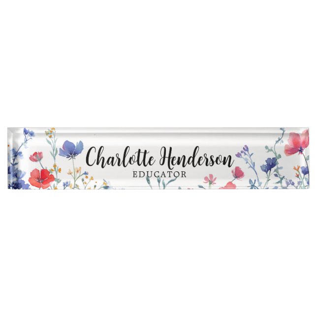 Wildflower Elegant Custom Name Plate Occupation (Front)