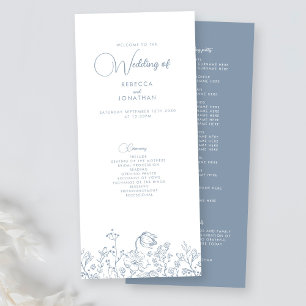 Wildflower Elegant Dusty Blue Wedding Program