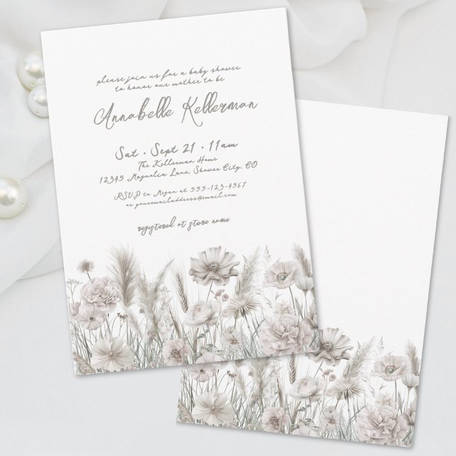 Wildflower Elegant Floral Boho Baby Shower Invitation (Wildflower Elegant Floral Boho Baby Shower Invitation)